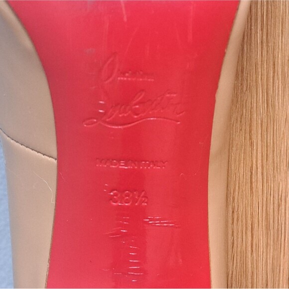 Christian Louboutin *SINGLE RIGHT* Simple Nude Patent Leather Pumps 38.5 Amputee - Picture 7 of 16